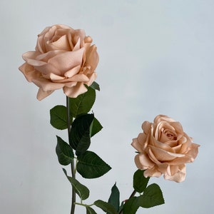 Faux Real Touch Rose - Hight Quality Artificial Flower / Wedding / DIY Floral / Home Decoration / Gifts / Beige / Tan Toffee