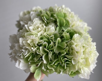 Real Touch Huge Hydrangea Stem - Realistic High Quality Artificial Flower / DIY Floral / Wedding / Home Decoration / Gifts / Gradient Green