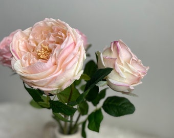 Real Touch Cabbage Rose - David Austin Rose / High Quality Artificial Flower / DIY Floral / Wedding Decoration / Gifts / Light Pink