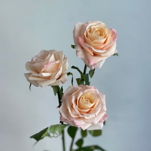 Real Touch Peachy Pink Rose - Hight Quality Artificial Flower / Wedding / Bouquet / Home Decoration / Centerpieces / DIY Floral / Gifts