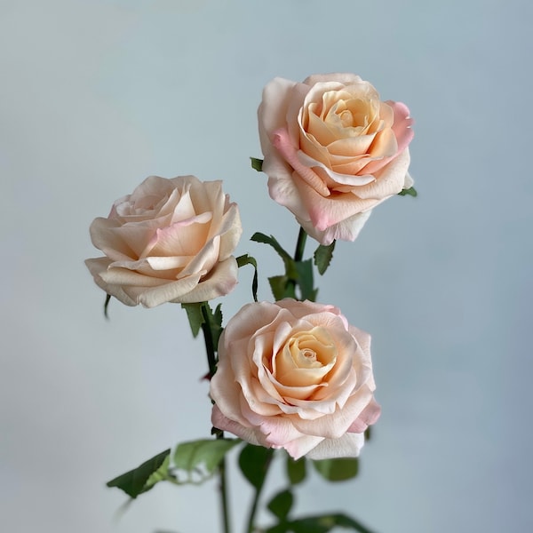 Real Touch  Rose - Hight Quality Artificial Flower / Wedding / Home Decoration / Centerpieces / DIY Floral / Gifts / Peachy Pink