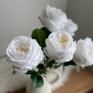 Real Touch Cabbage Rose - David Austin Rose / High Quality Artificial Flower / DIY Floral / Wedding Decoration / Gifts / White