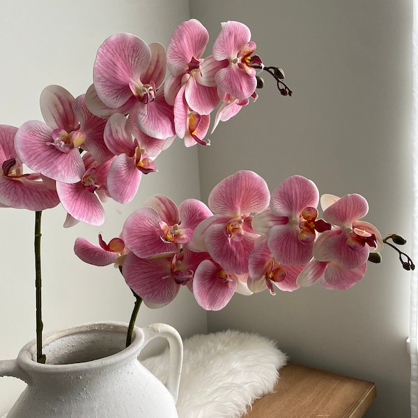 Tige d’orchidée à 9 têtes - Fleur artificielle de haute qualité / DIY / Floral / Pièce maîtresse / Mariage / Décoration de la maison / Cadeaux / Rose