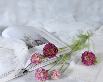 Faux Drumstick Scabiosa - Stellata / Starflower / Artificial Floral / Wedding / Bouquet / Arrangement / Home Decor / Gifts / Pink / Purple