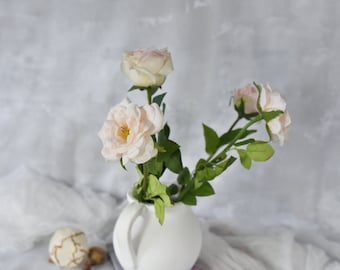 Real Touch Garden Rose Stem - High Quality Artificial Flower / Wedding / DIY Floral / Home Decoration / Gifts / Blush Pink