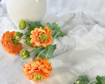Real Touch Dahlie Blumenstamm - Hochwertige künstliche Blume / Hochzeit / Blumenstrauß / Innendekoration / Dekor / Geschenke / Herzstücke / Orange