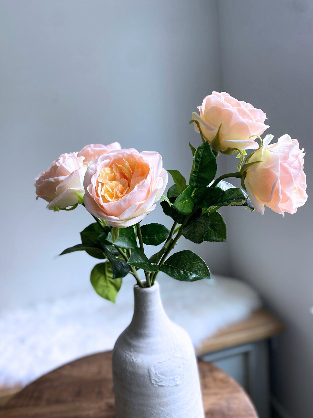 Real Touch Cabbage Rose David Austin Rose / High Quality Artificial