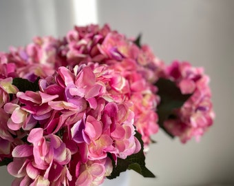 Silk Hydrangea Flower Stem - DIY Floral / Wedding / Home Decoration / Gifts / Pink