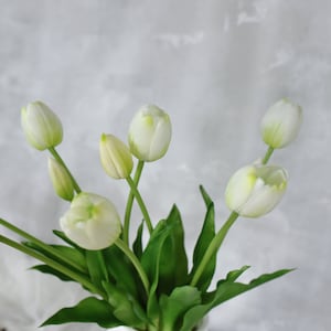 5 tiges Bouquet de tulipes réalistes - Fleurs artificielles de haute qualité / Pièce maîtresse / A faire soi-même fleurs / Mariage / Décoration d'intérieur / Cadeau / Blanc