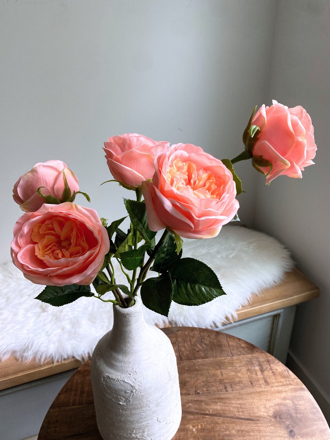 Real Touch Cabbage Rose David Austin Rose / High Quality Artificial