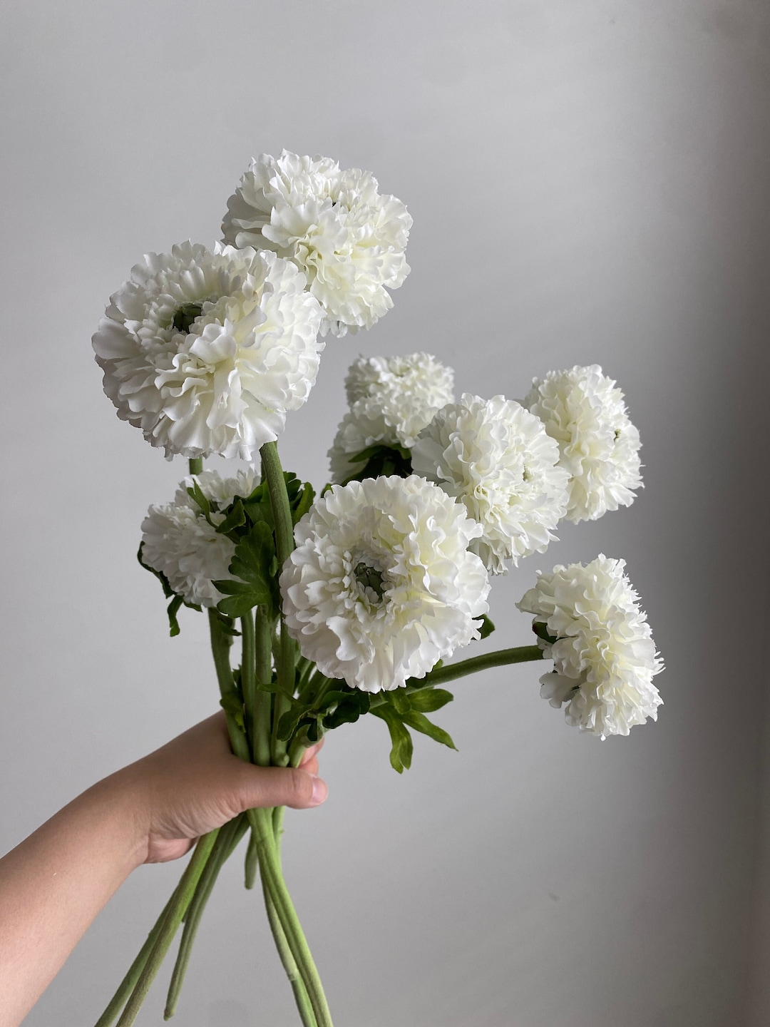 White Fake Ranunculus Artificial Ranunculus Flower Stem - High Quality Faux Floral / Wedding ...