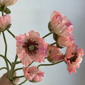 Silk Poppy Floral Stem - High Quality Artificial Flower / Wedding / DIY / Home Decor / Gifts / Pink