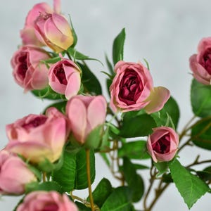 Faux Real Touch Pink Rose Spray - High Quality Artificial Flower / Wedding / Bouquet / DIY Floral / Home Decoration / Gifts / Arrangement