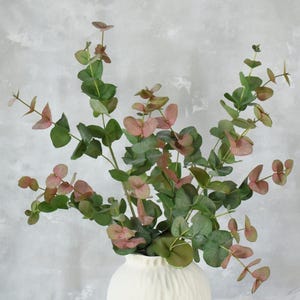 Faux Blush Green Eucalyptus Leaf Spray - High Quality Artificial Greenery / Foliage / Wedding / DIY Floral / Home Decoration / Gifts / Craft