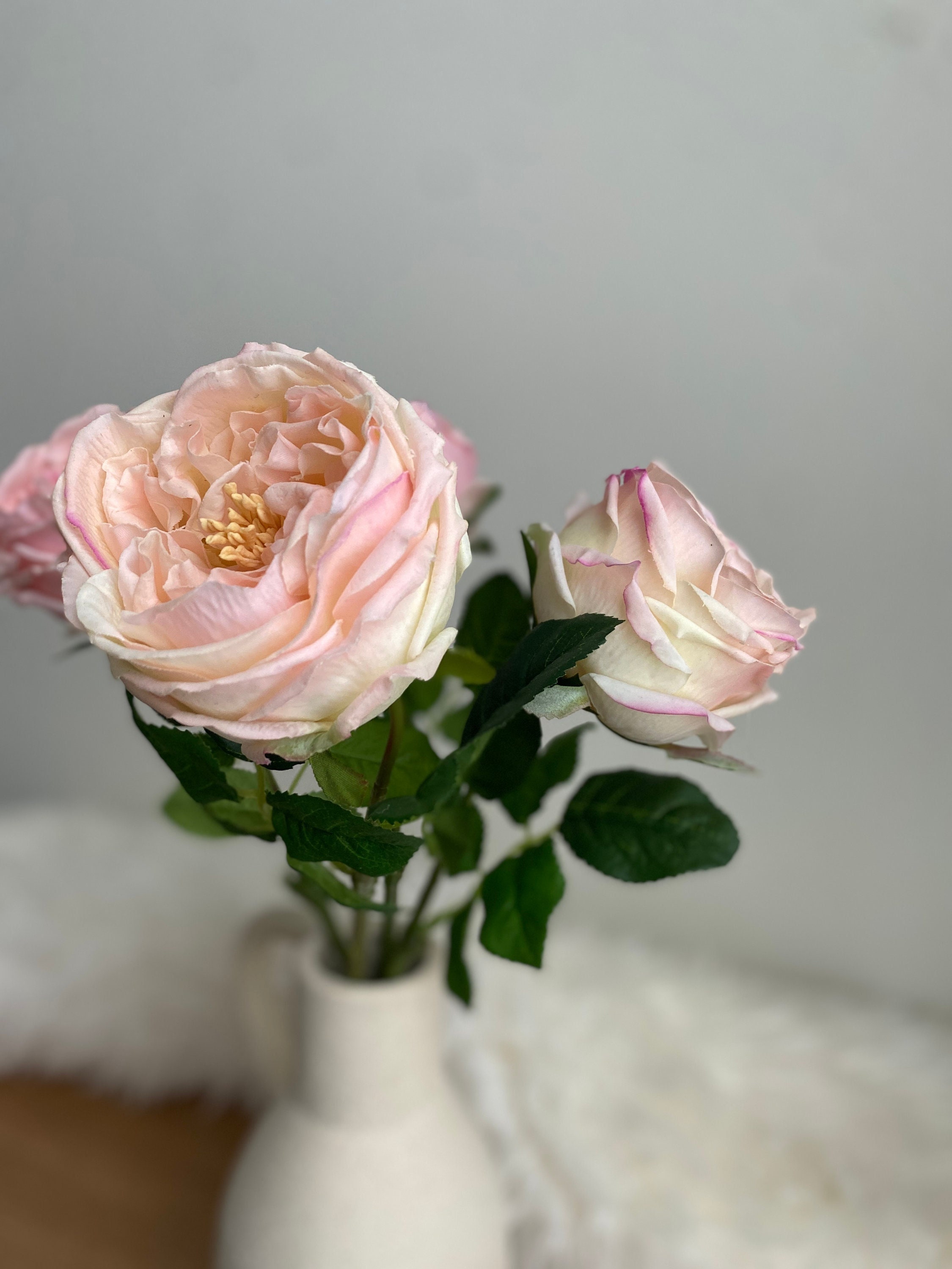 Large Real Touch English Roses Centerpiece – Flovery