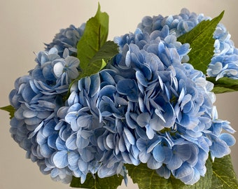 Real Touch Huge Hydrangea Stem - Realistic High Quality Artificial Flower / DIY Floral / Wedding / Home Decoration / Gifts / Blue