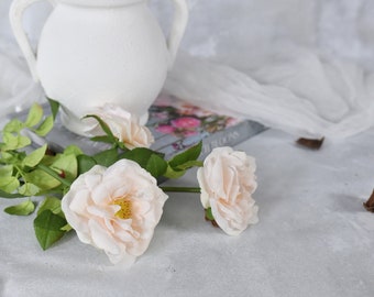Stelo di rosa da giardino Real Touch - Fiore artificiale di alta qualità / Matrimonio / Floreale fai da te / Decorazione per la casa / Regali / Rosa cipria