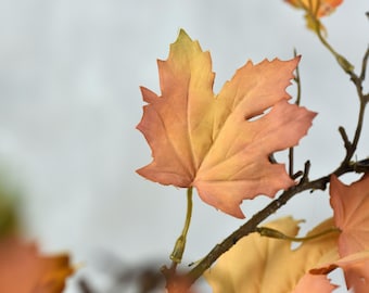 Faux Orange Maple Leaf - High Quality Artificial Foliage/ Greenery / Plant / Wedding / Autumn / Arrangement / Home Decor / Gift / Wreath