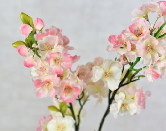 Faux Pink Cream Cherry Blossom Spray with Buds - Wedding / Bouquet / Event / Decoration / Home Decor / Arrangement / Gifts / Design / Spring