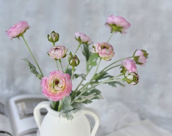 Faux Ranunculus Flower Spray - High Quality Artificial Floral / Wedding /Bouquet / Home Decor / Arrangement/ Decor / Gift / DIY / Light Pink