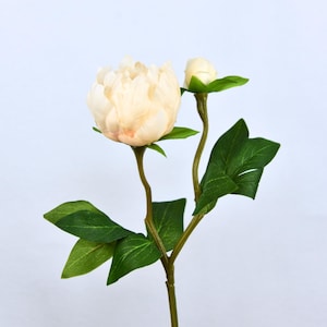 Artificial Champagne Peony with Bud Stem - Faux Flower / Wedding / Bouquet / Centerpiece / DIY Floral / Home Decoration / Gift / Arrangement