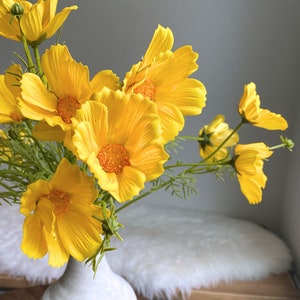 Real Touch Cosmos Wildflower Stem High Quality Artificial Flowers / Wedding / DIY Floral / Home Decoration / Gifts / Yellow image 2