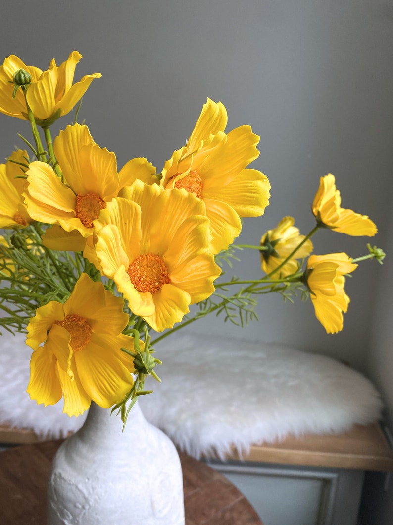 Real Touch Cosmos Wildflower Stem High Quality Artificial Flowers / Wedding / DIY Floral / Home Decoration / Gifts / Yellow image 2