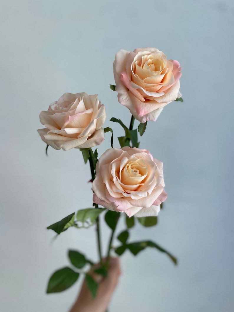 Real Touch Peachy Pink Rose - Hight Quality Artificial Flower / Wedding ...