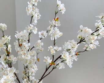 Cherry Blossom Branch - Artificial Flower Stem / Vase / Arrangement / Wedding / Home Decoration / Gifts / White