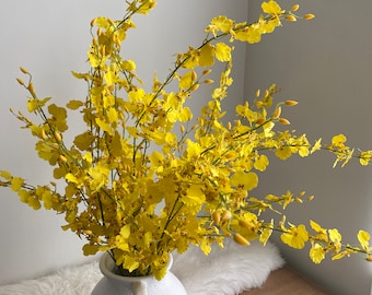 Dancing Orchid Flower Branch - High Quality Artificial Flower / DIY Floral / Wedding / Home Decoration /Gifts / Yellow