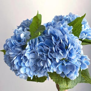 Real Touch Huge Hydrangea Stem - Realistic High Quality Artificial Flower / DIY Floral / Wedding / Home Decoration / Gifts / Blue