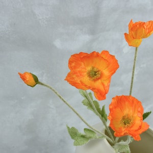 4 têtes de fleur de pavot orange - Fleurs artificielles de haute qualité / Mariage / Bouquet / A faire soi-même / Décoration d'intérieur / Design d'intérieur / Cadeau