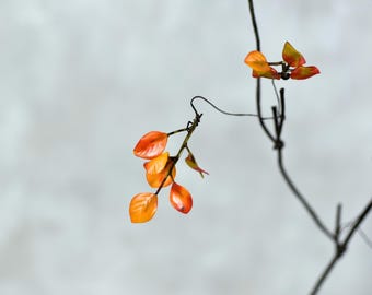 Sztuczna jesienna pomarańczowa łodyga liścia - wysokiej jakości sztuczne liście / gałęzie / roślina / ślub / wystrój domu / kompozycja / element centralny / prezenty