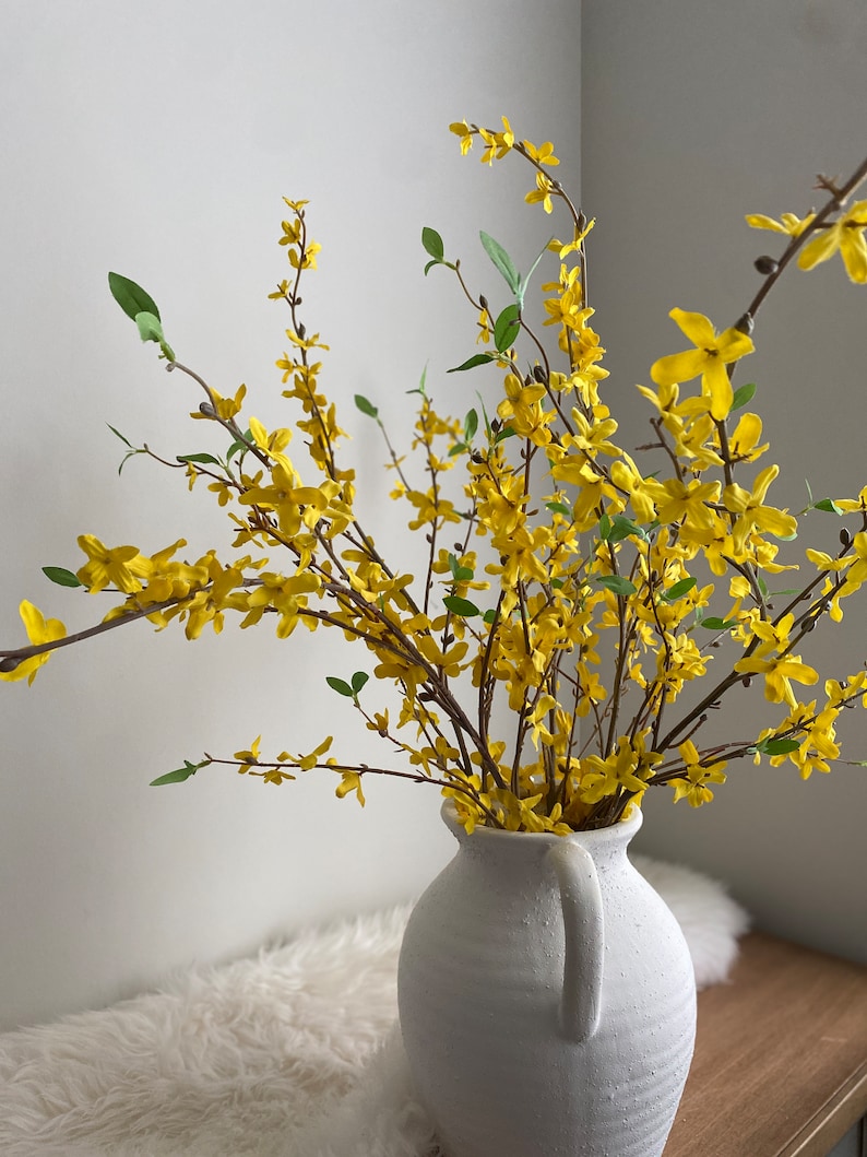 Faux Forsythia Branch High Quality Artificial Flower Stem / Centerpiece / Wedding / DIY Floral / Home Decoration / Gifts / Yellow image 3