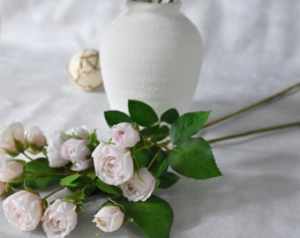 Faux Real Touch Pale Pink Rose Spray - High Quality Artificial Flower / Wedding / Bouquet / DIY Floral / Home Decoration / Gifts /