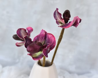 Real Touch Purple Slipper Orchid - Artificial Flower / Wedding / Bouquet / Floral Arrangement / Centerpieces / Home Decoration / DIY / Gifts