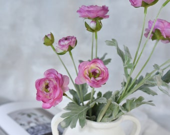 Faux Ranunculus Flower Spray - High Quality Artificial Floral / Wedding /Bouquet /  Home Decoration / Arrangement/ Decor / Gift / DIY / Pink