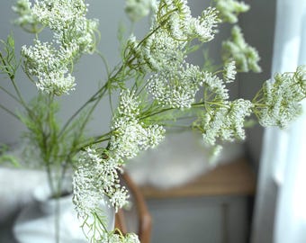 Artificial Queen Anne Lace Stem - Faux Floral / DIY / Bouquet / Wedding / Flower Arrangement / Home Decoration / White