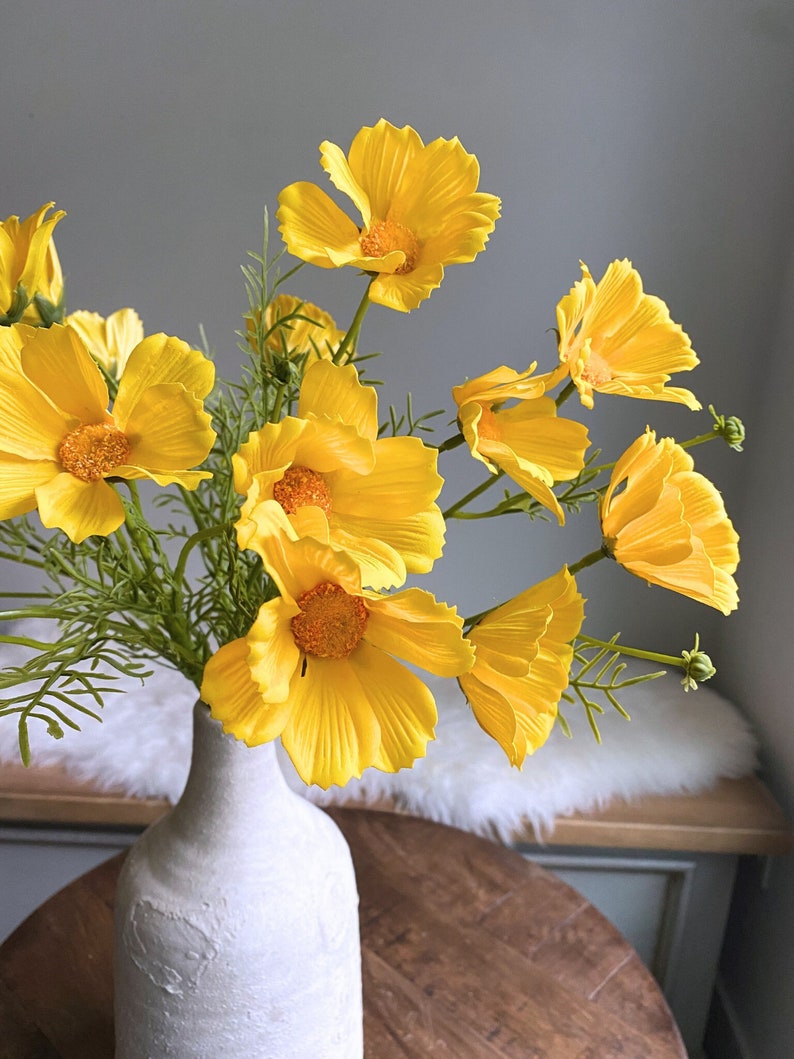 Real Touch Cosmos Wildflower Stem High Quality Artificial Flowers / Wedding / DIY Floral / Home Decoration / Gifts / Yellow image 1