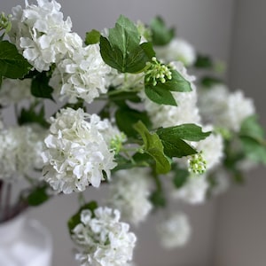 Faux Snowball Hydrangea Stem - Artificial Flower / Centerpiece / Home Decoration / Floral / Wedding / Gifts / White