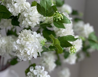 Faux Snowball Hydrangea Stem - Artificial Flower / Centerpiece / Home Decoration / Floral / Wedding / Gifts / White