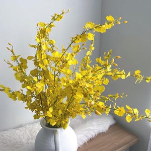 Dancing Orchid Flower Branch - High Quality Artificial Flower / DIY Floral / Wedding / Home Decoration /Gifts / Yellow