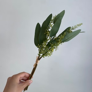 Bouquet di eucalipti con semi Real Touch - Verde di alta qualità / Fiori artificiali / Matrimonio / Fiori fai da te / Decorazioni per la casa / Regali / Verde
