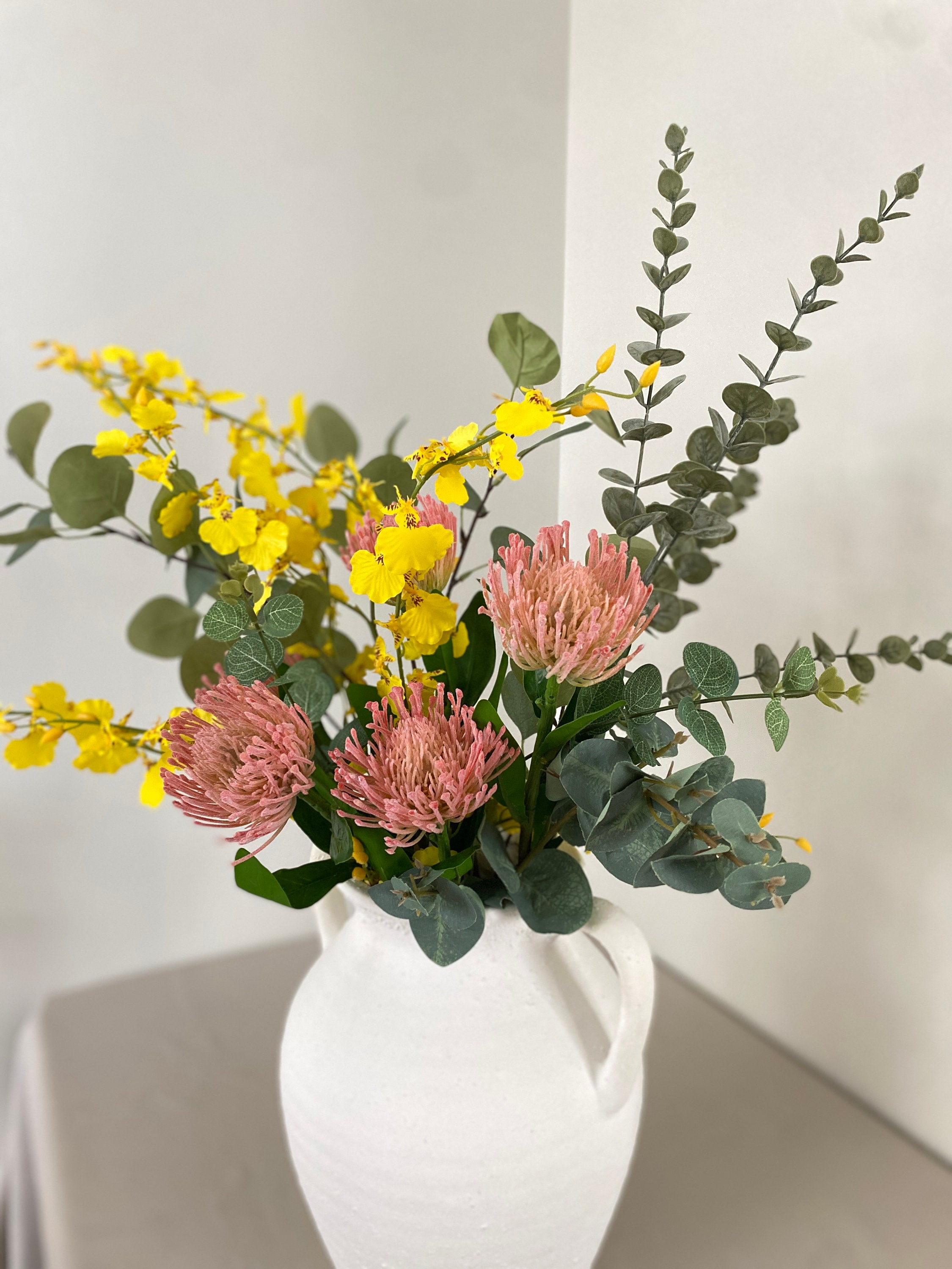 17 Artificial Frosted Coral Pincushion Protea Flower / Etsy