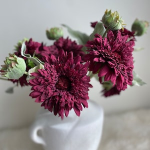 Artificial Sunflower Stem with bud - High Quality Faux Flower / DIY Floral / Gifts / Wedding / Home Decoration / Burgundy Wine Red