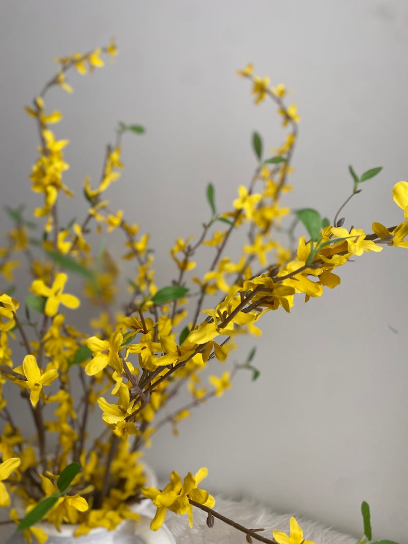 Faux Forsythia Branch High Quality Artificial Flower Stem / Centerpiece / Wedding / DIY Floral / Home Decoration / Gifts / Yellow image 2