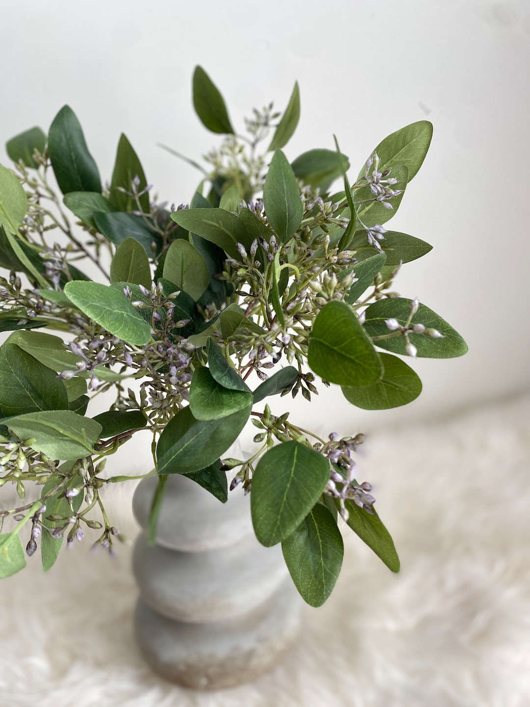 Set of 3 - Faux Seeded Eucalyptus Stem / High Quality Artificial ...