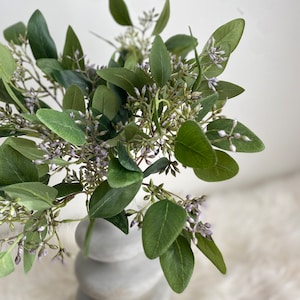 Set di 3 - Stelo di eucalipto con semi finti / Fogliame artificiale di alta qualità / Matrimonio / Bouquet / Composizione floreale / Centrotavola / Decorazione per la casa