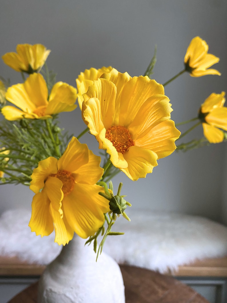 Real Touch Cosmos Wildflower Stem High Quality Artificial Flowers / Wedding / DIY Floral / Home Decoration / Gifts / Yellow image 3