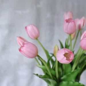 5 Stiele Real Touch Tulip Bouquet - Hochwertige künstliche Blume / Herzstück / DIY Blumen / Hochzeit / Innendekoration / Geschenk / Hell Rosa